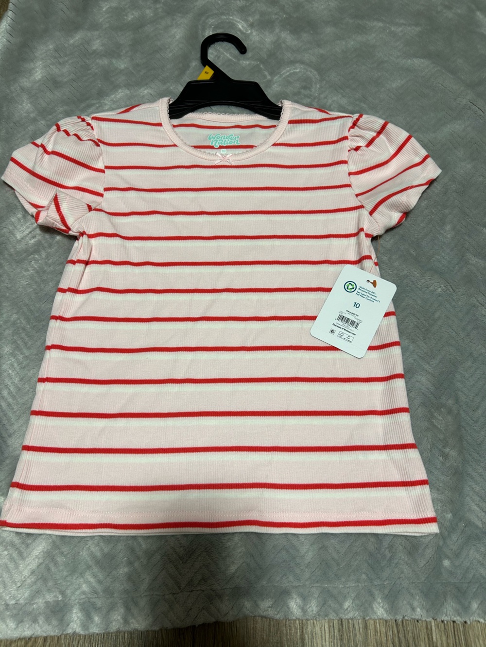wonder nation Pink and Red Striped Short Sleeve Tee